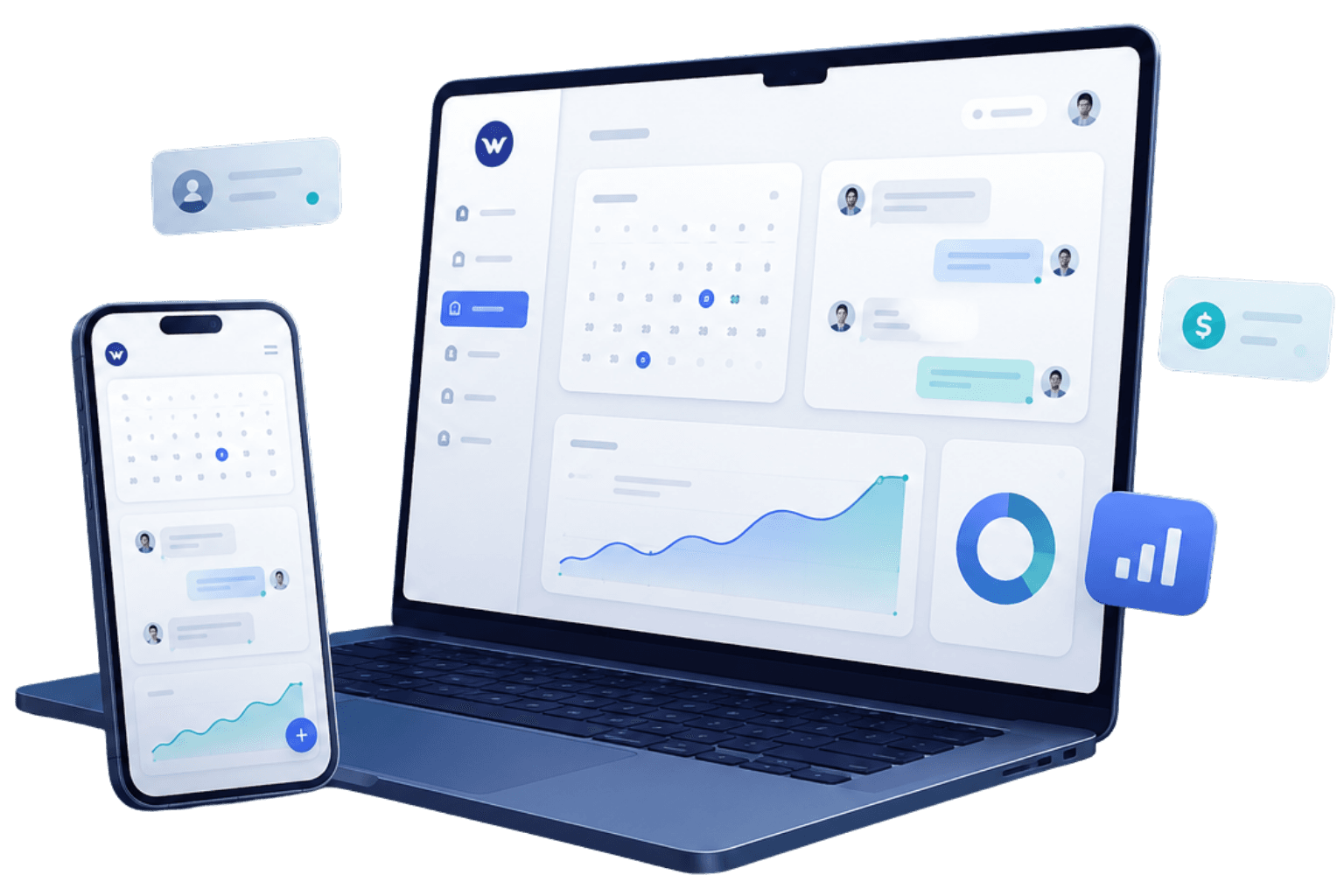 Wrenlyte Technologies dashboard and mobile app interface preview