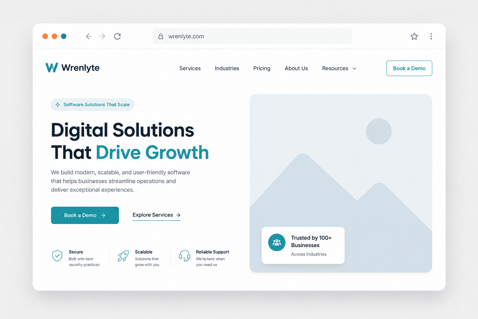 Browser mockup of a custom web application built by Wrenlyte